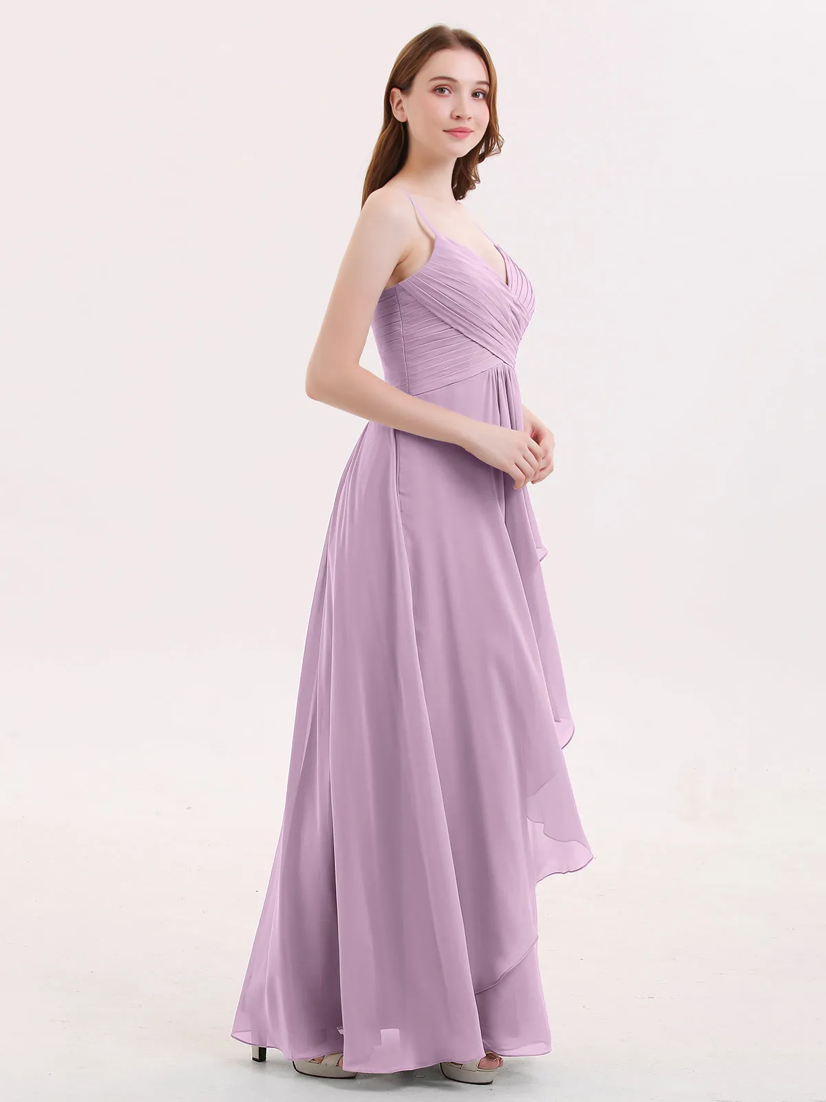 Chiffon Bridesmaid Dresses with Cascade Skirt-Wisteria