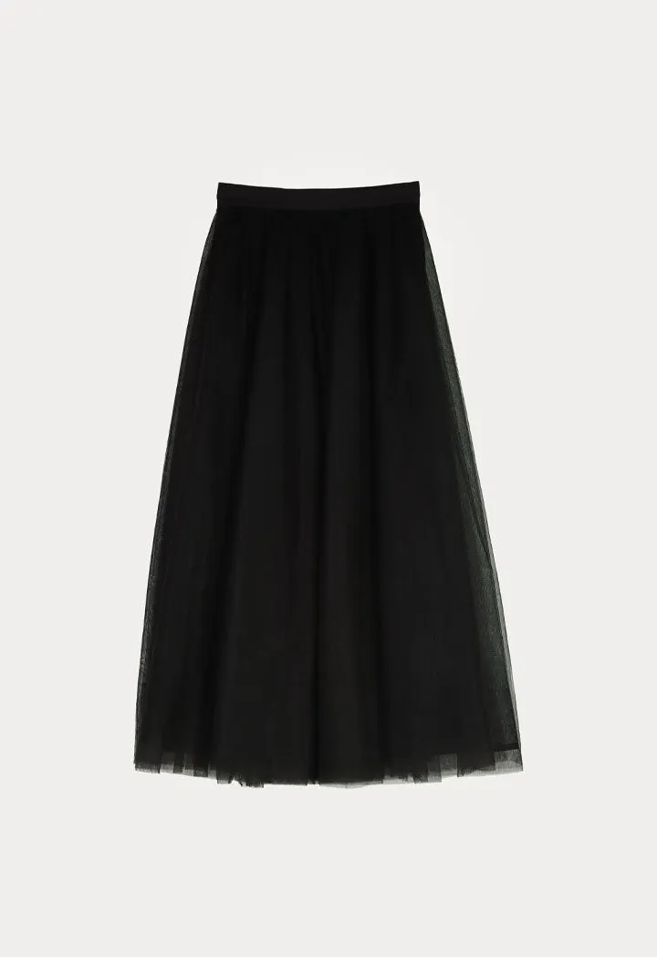 Choice Solid Color Multi Layer Tulle Organza Skirt Black