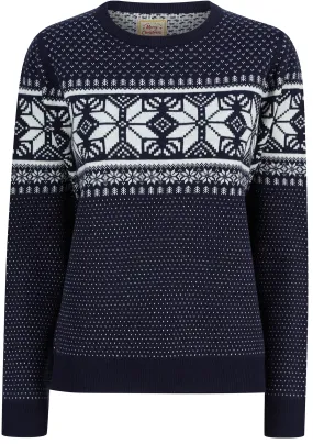 Christmas Ice Crystal Nordic Fairisle Womens Christmas Jumper - Blue