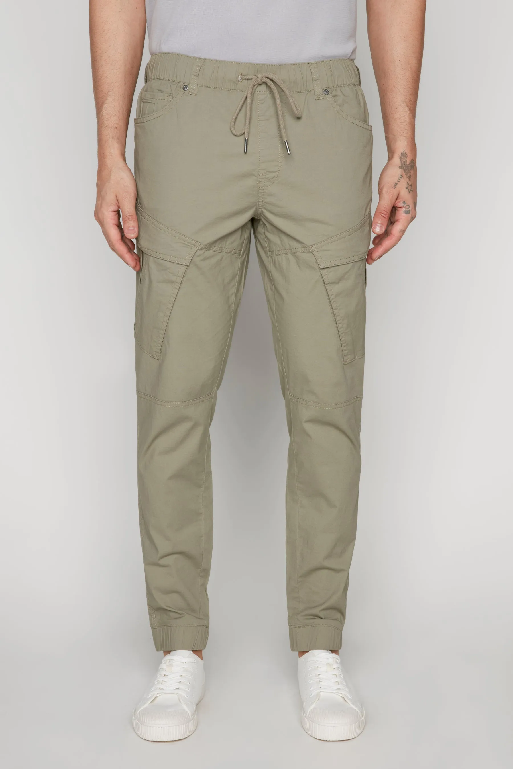 COHEN - 5 Pocket Stretch Poplin Cargo Jogger - Light Olive