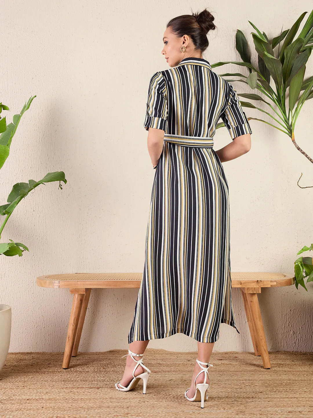 Collar Buttoned Down Shirt Maxi Dress