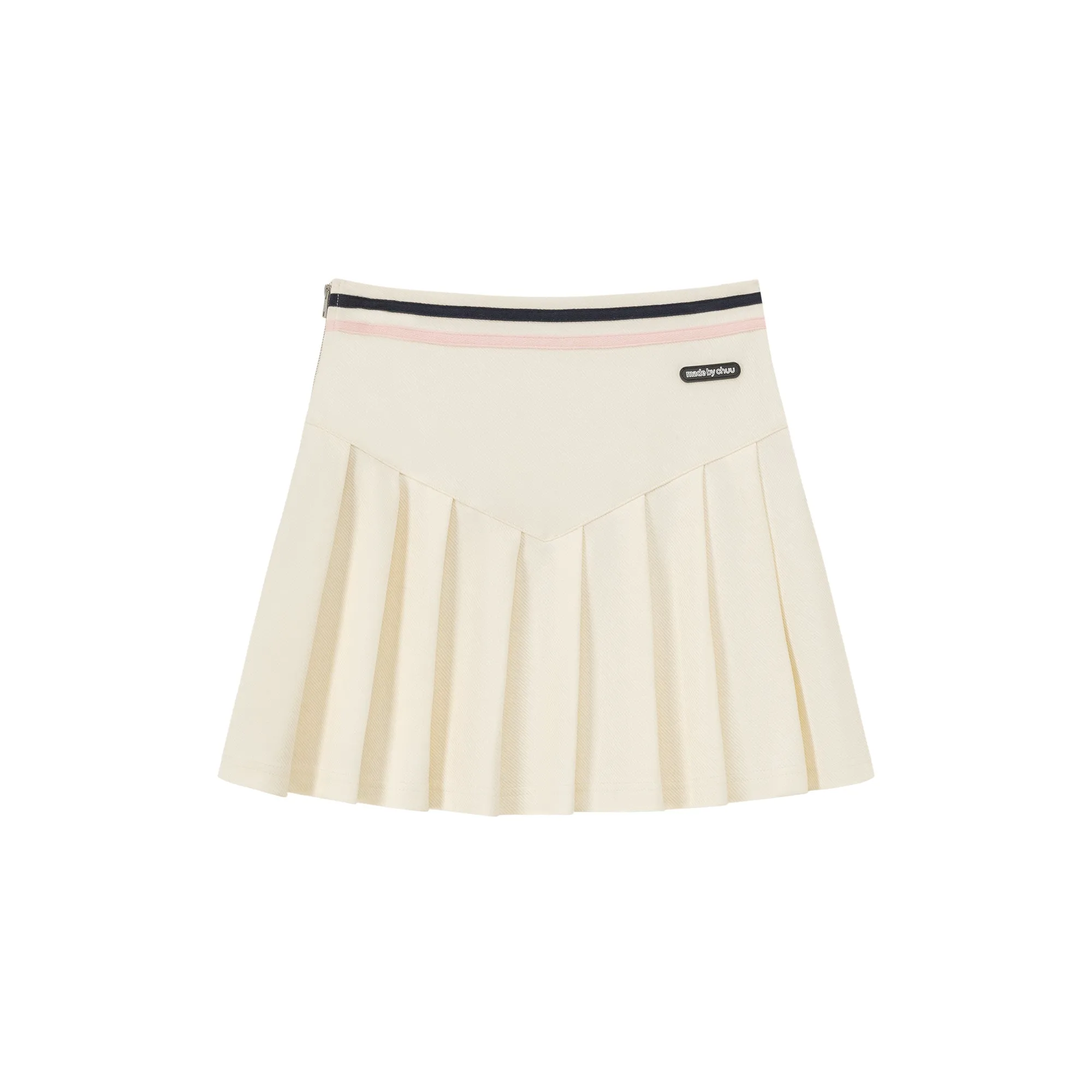 Color Line Pleated Sporty Mini Skirt