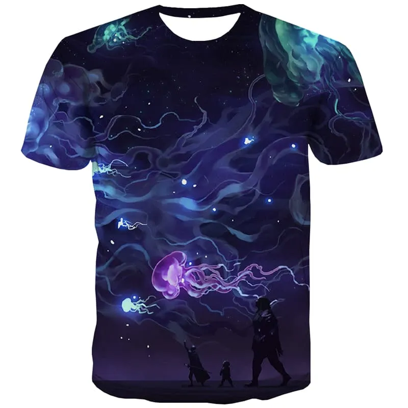 Colorful T-shirt Men Technology Tshirt Anime Psychedelic Tshirt Printed Galaxy Shirt Print