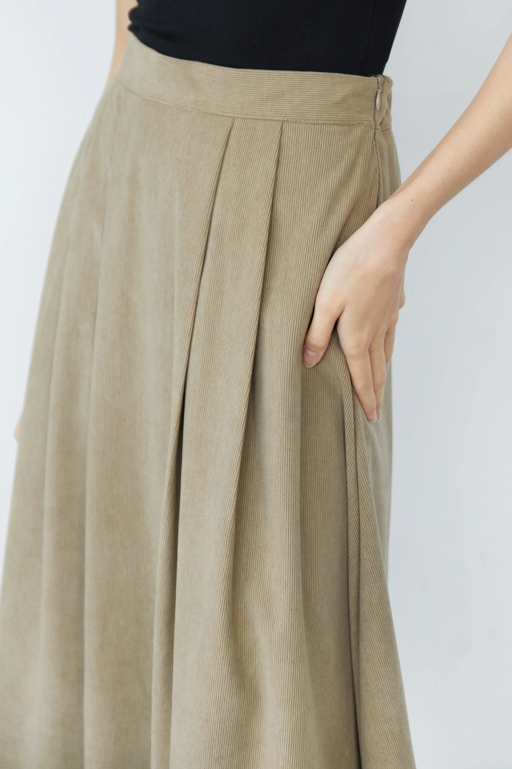 CORDUROY MIDI SKIRT