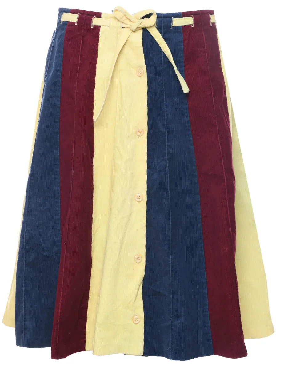 Corduroy Multi-colour Midi Skirt - M