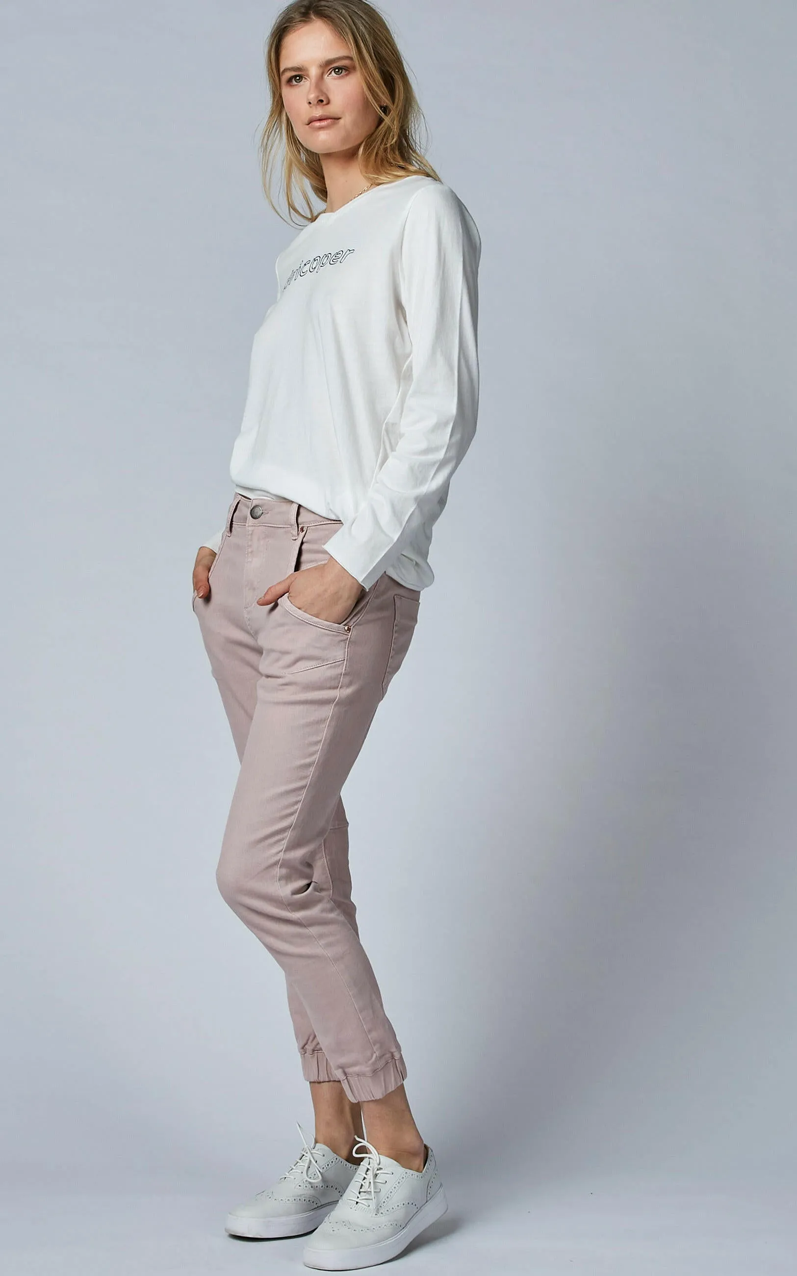 Cuffed Pink Clay Jeans