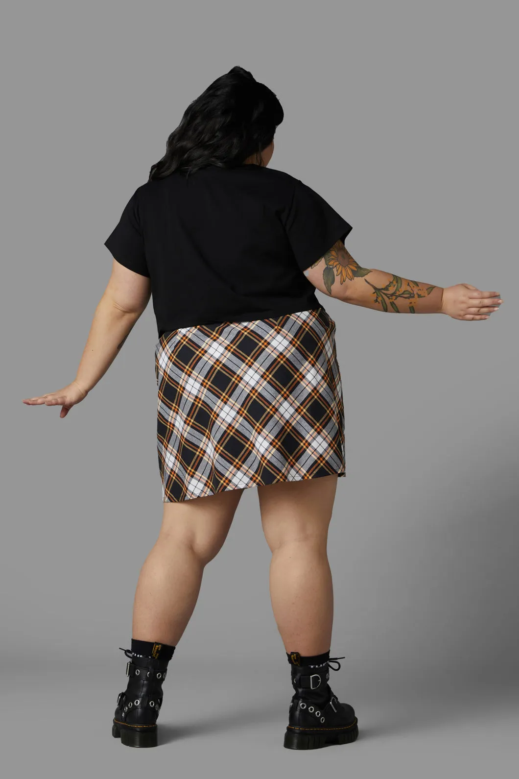 Curve Pumpkin Tartan Skirt