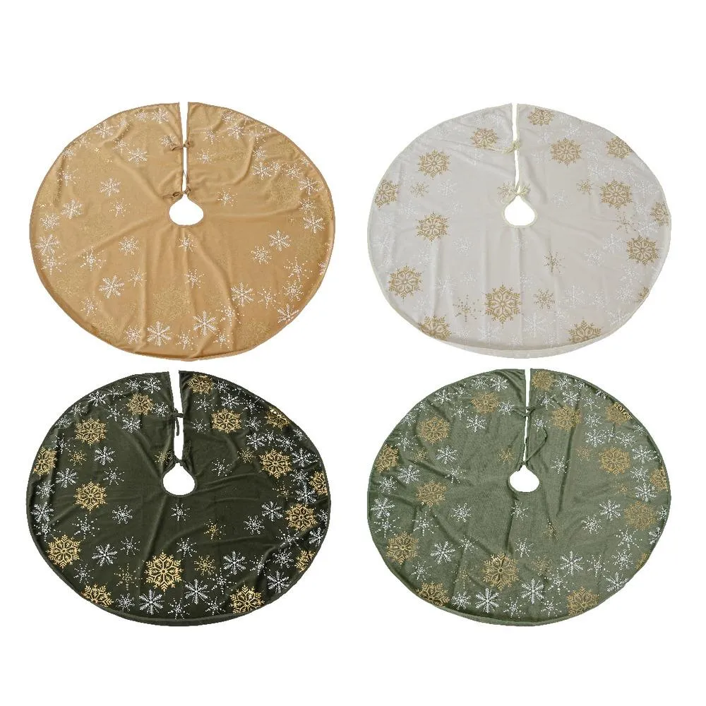 Decoris Polyester Tree Skirt with Snowflake Print 100cm - 4 Assorted Colours