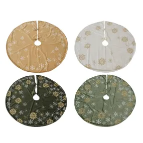 Decoris Polyester Tree Skirt with Snowflake Print 100cm - 4 Assorted Colours