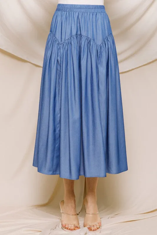 DENIM TENCEL SWEET WAIST SKIRT