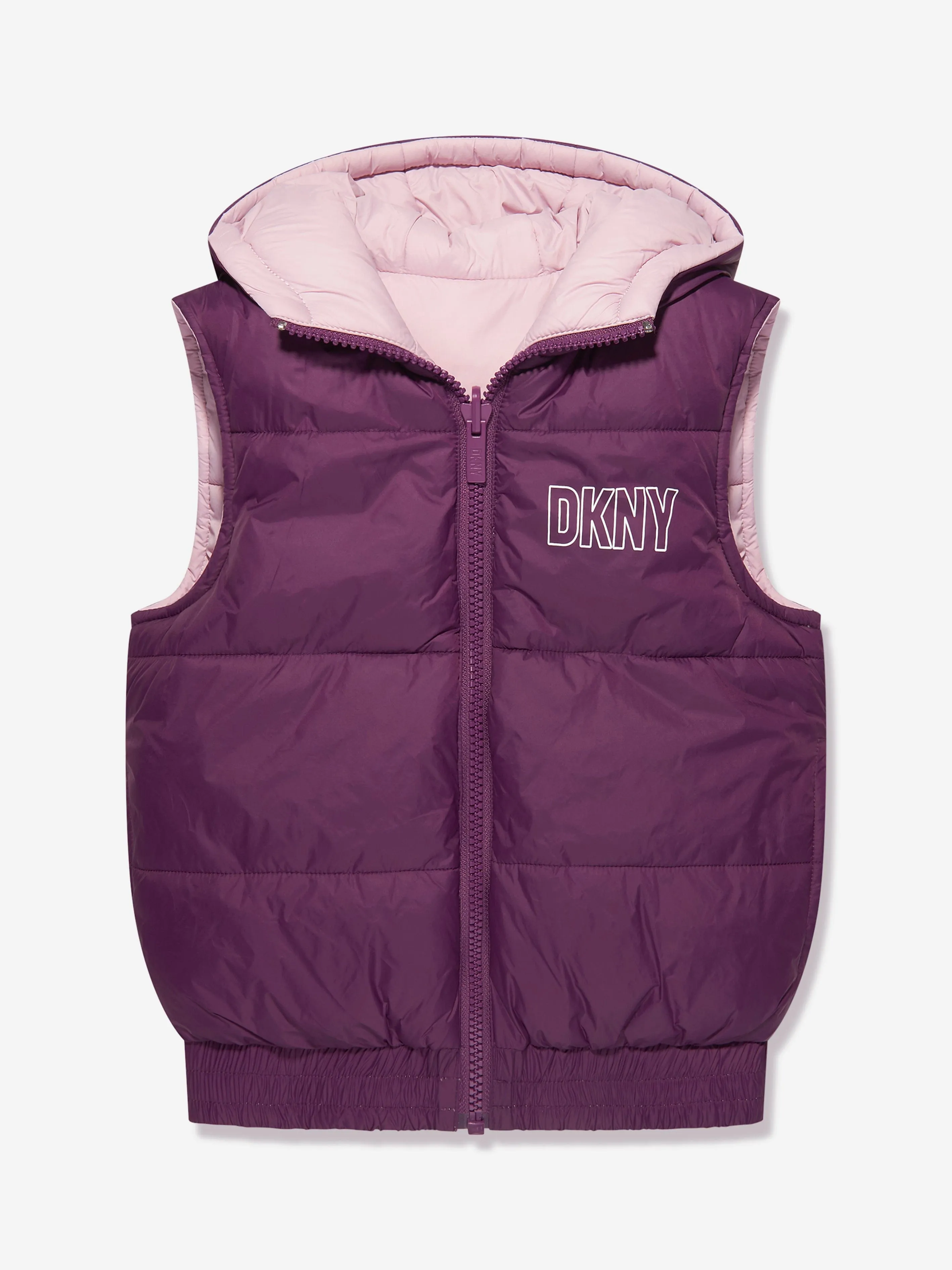 DKNY Girls Reversible Puffer Gilet in Purple