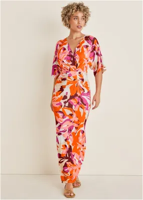 Drape Sleeve Maxi Dress - Desert Floral