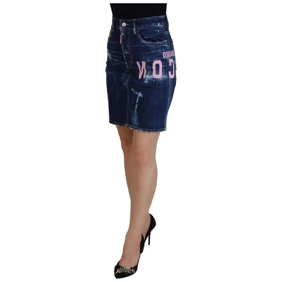 Dsquared² Blue Icon High Waist Denim Mini Boston Jean Skirt