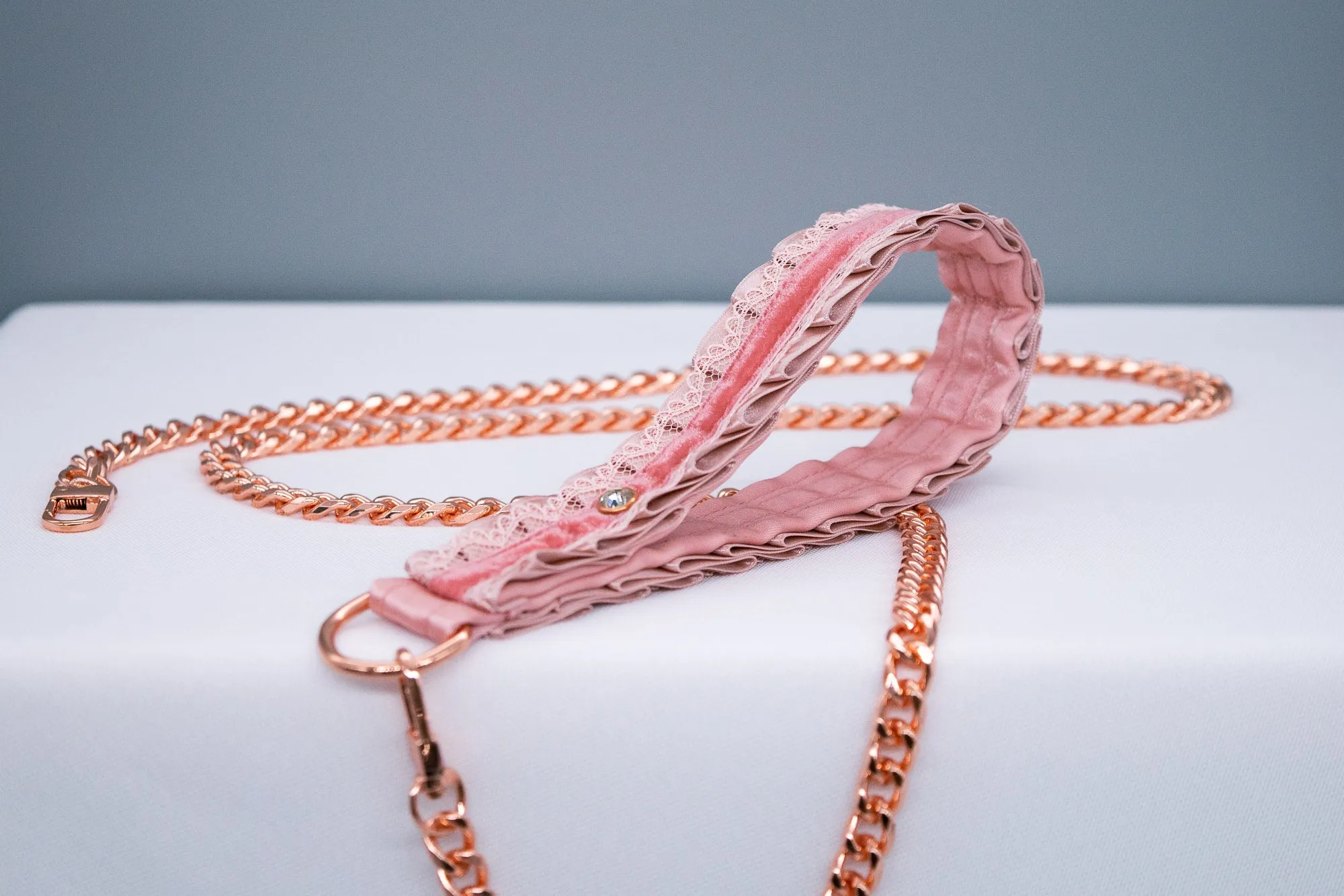 Dusty Rose, Velvet and Rose Gold Leash