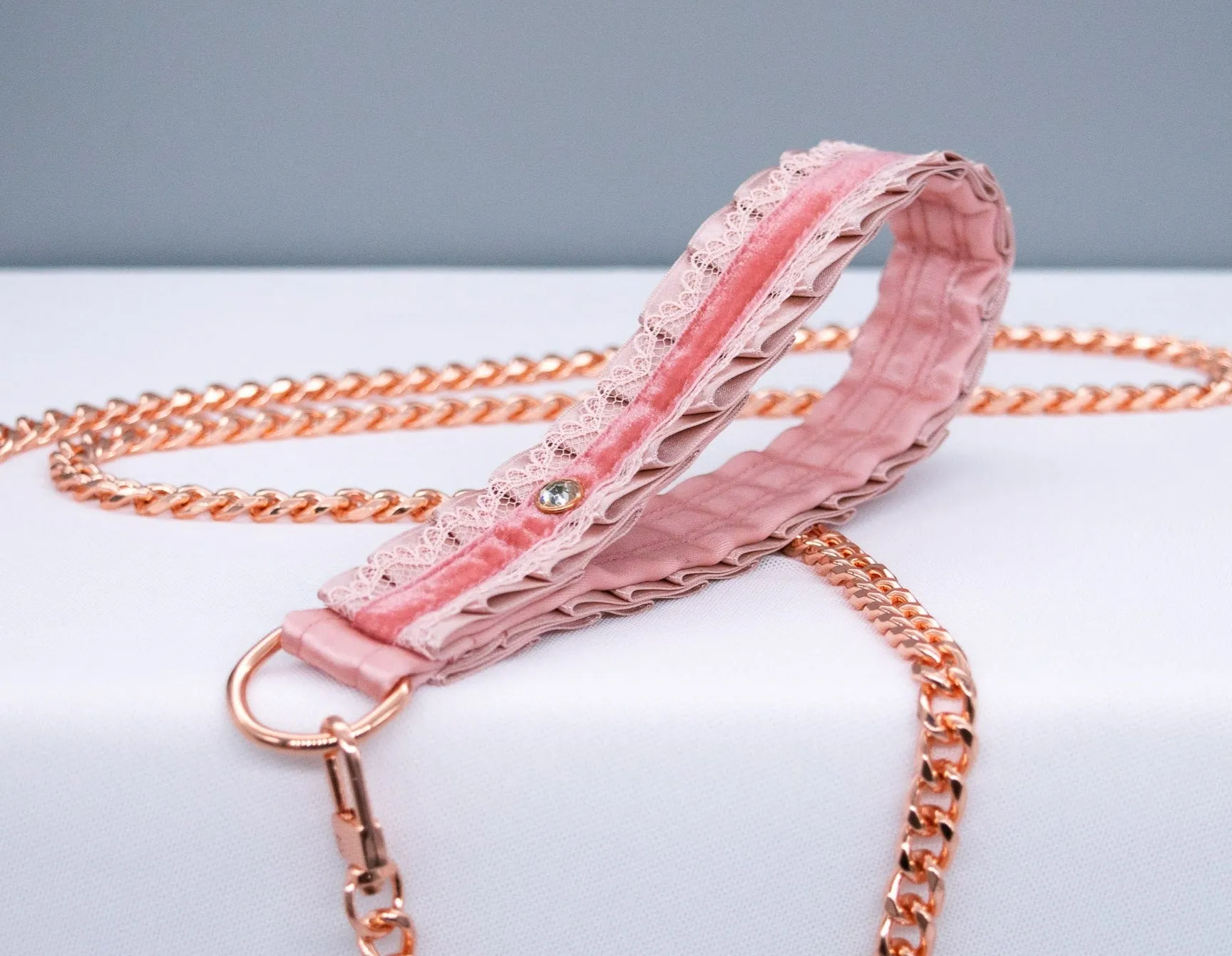 Dusty Rose, Velvet and Rose Gold Leash