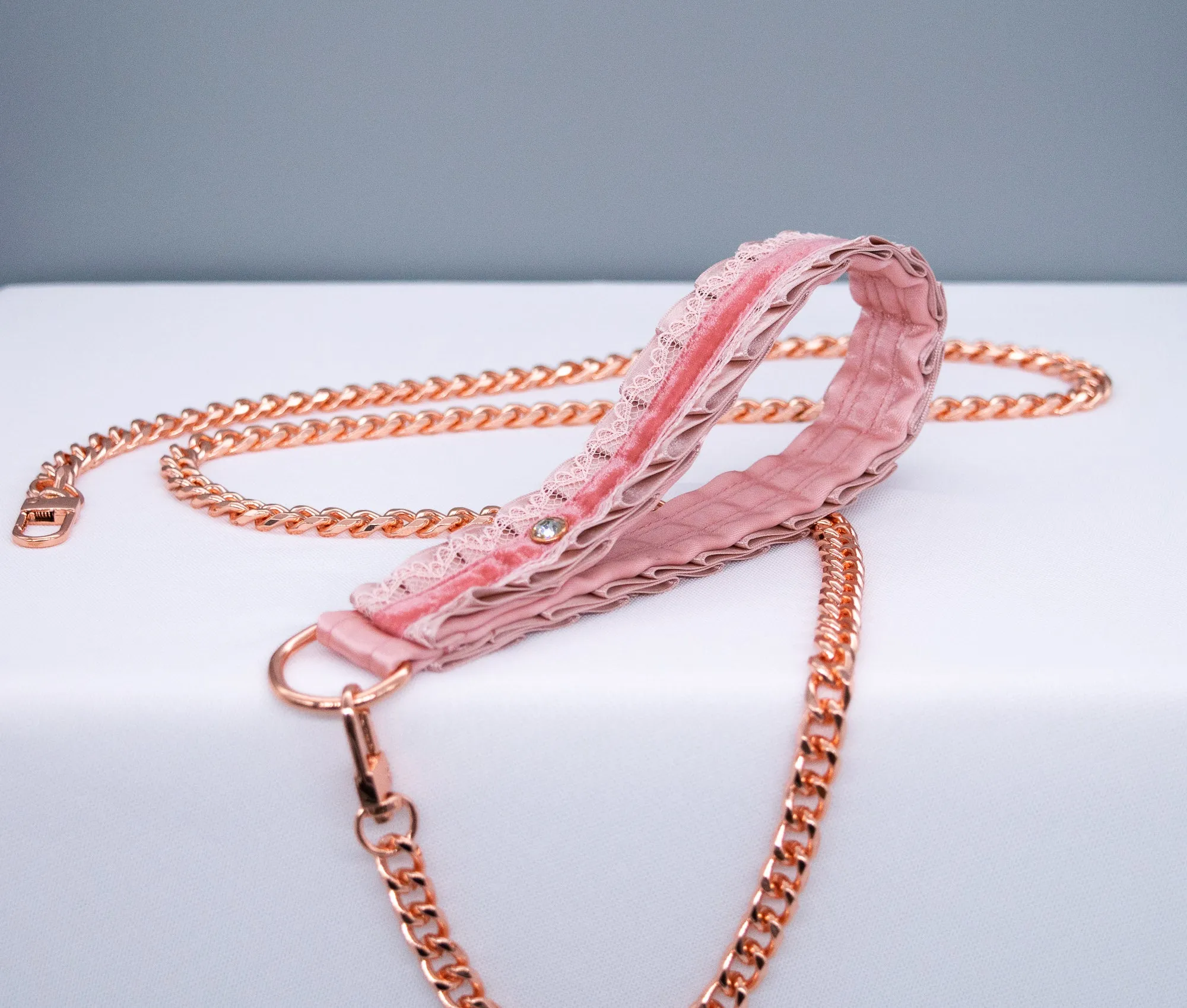 Dusty Rose, Velvet and Rose Gold Leash