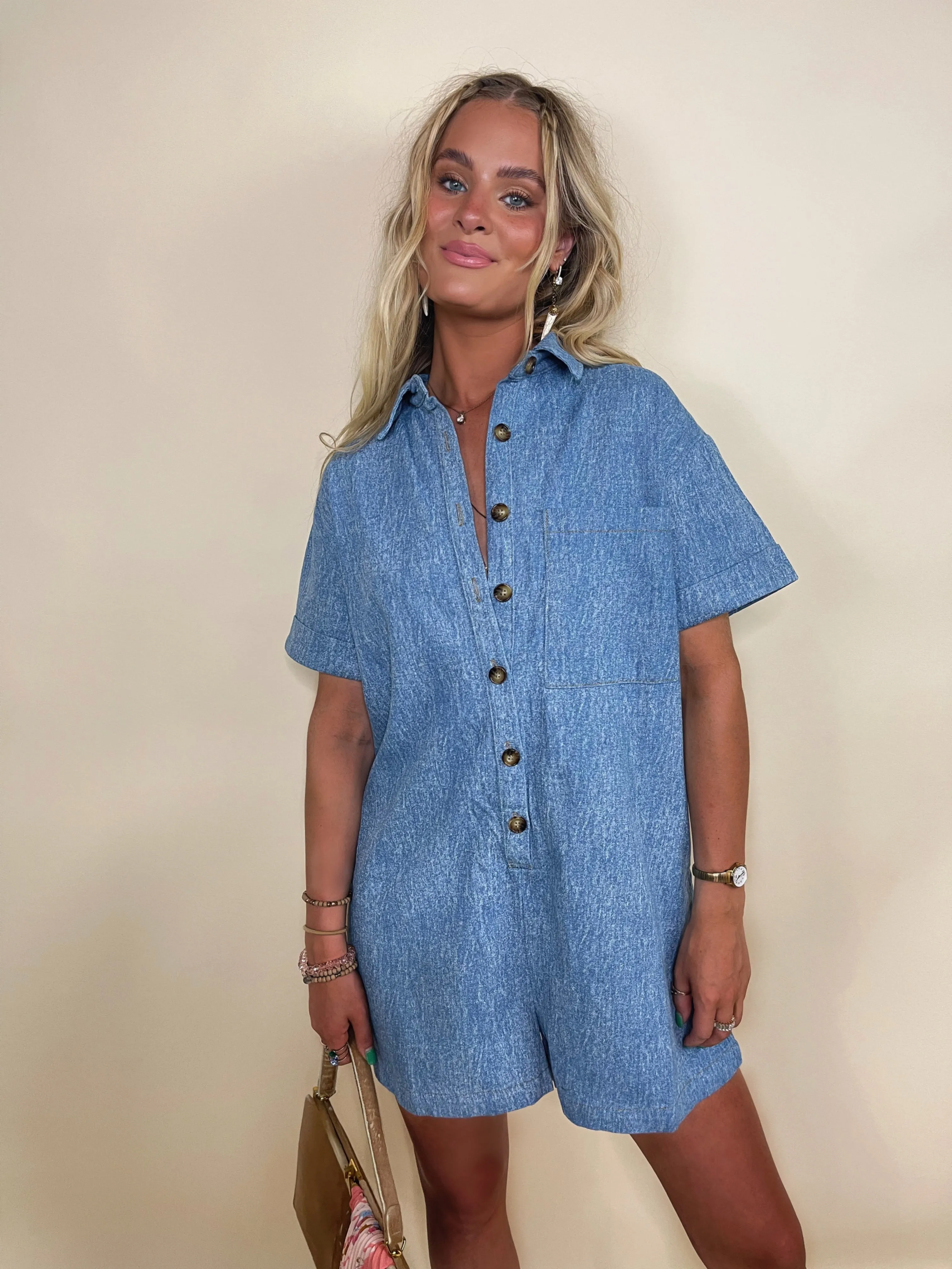 Effortless Oversized Denim Romper