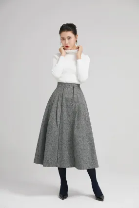 elegant pleated skirt with high waist and wide waist band 2243