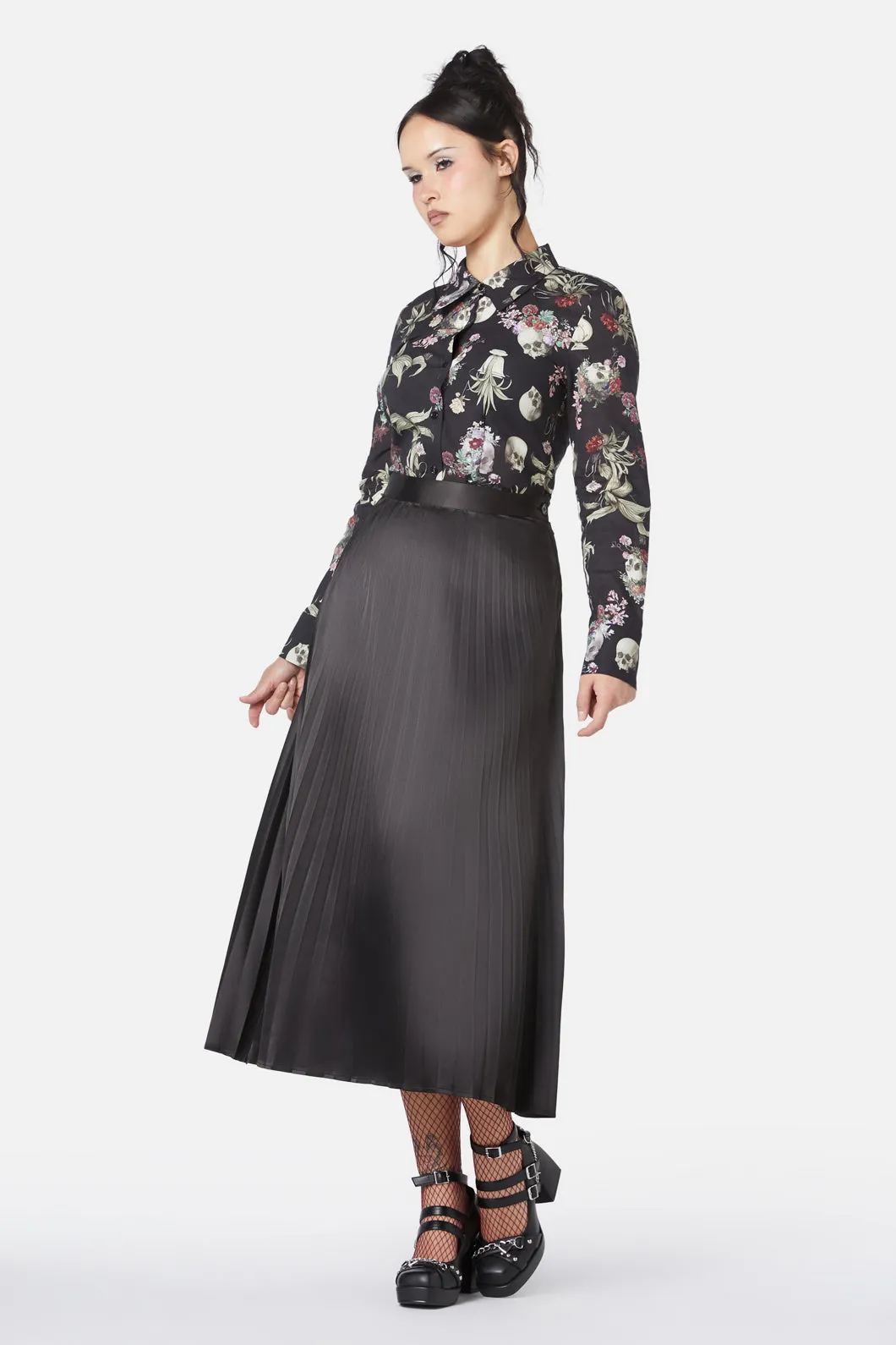 Elegy Knife Pleat Midi Skirt