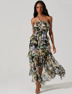 Elena Dress, Black/White Floral