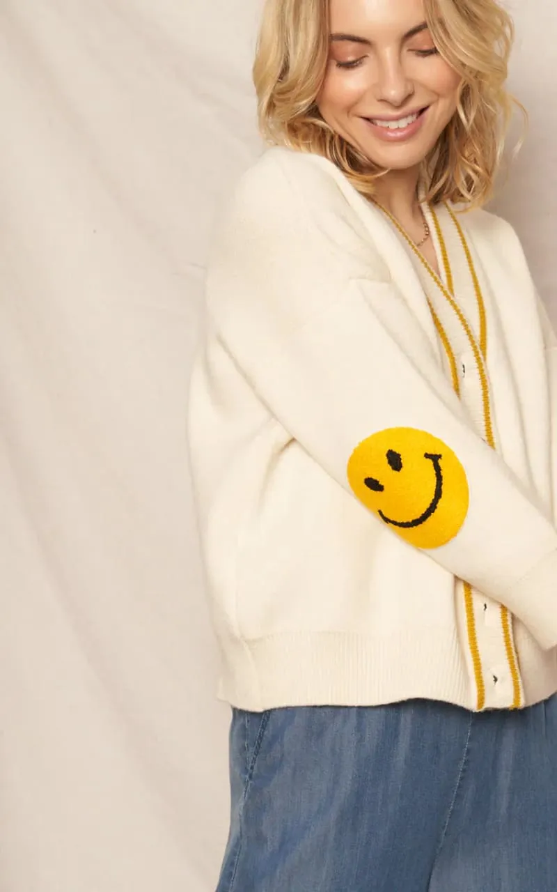 En Crème - Happy Face Elbow Cardigan