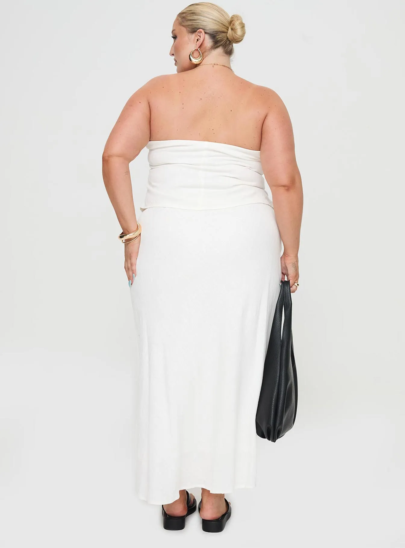 Ermias Linen Blend Midi Skirt White Curve