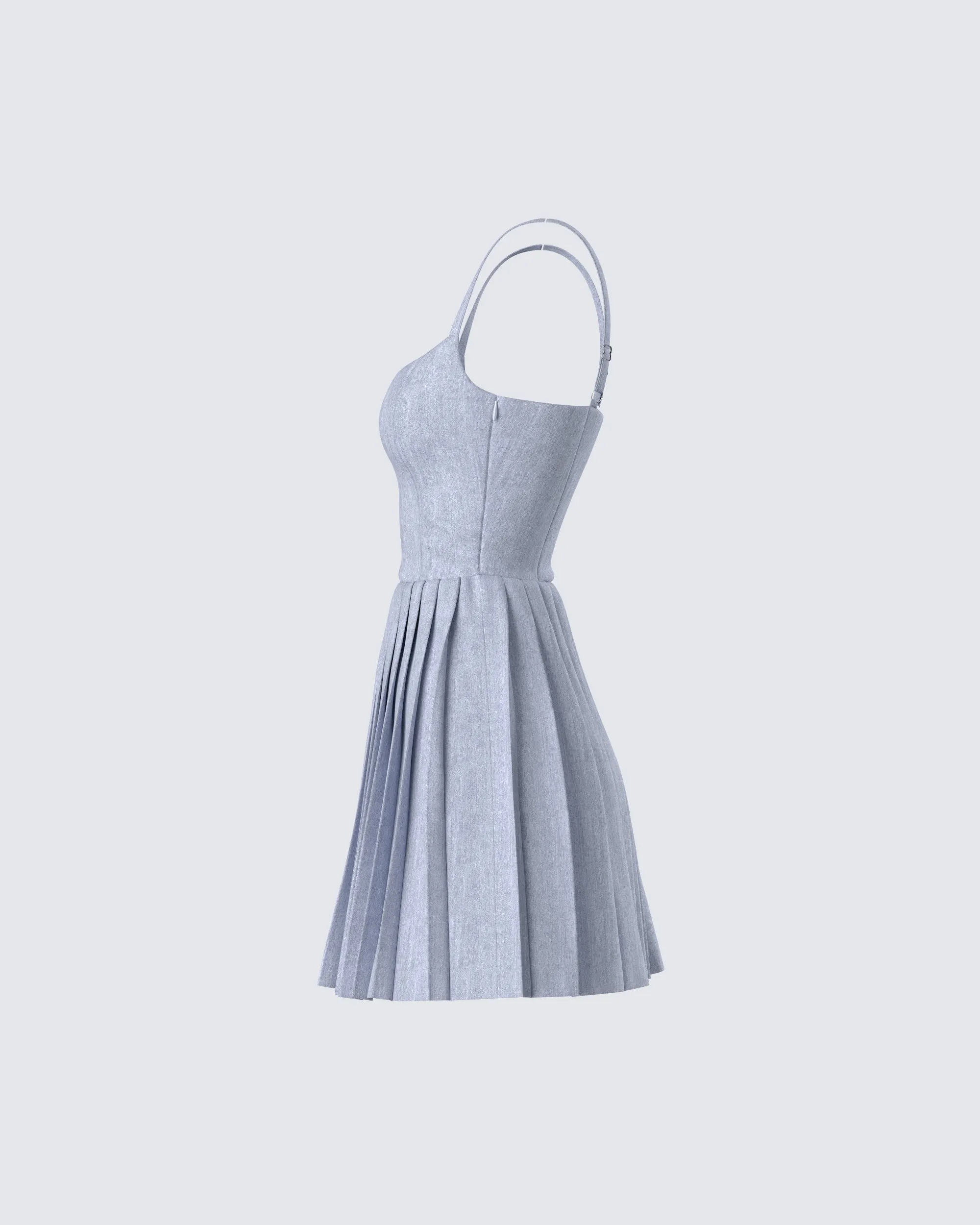 Eudora Grey Pleated Mini Dress