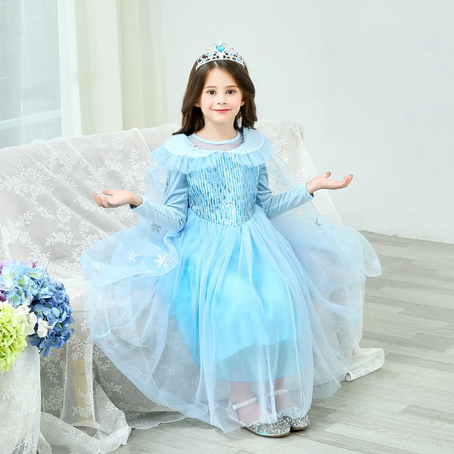 Fancydresswale Elsa frozen princess pageant full sleeve Birthday dress for Girls