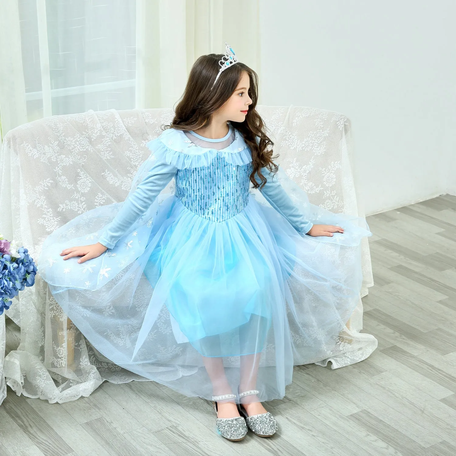 Fancydresswale Elsa frozen princess pageant full sleeve Birthday dress for Girls