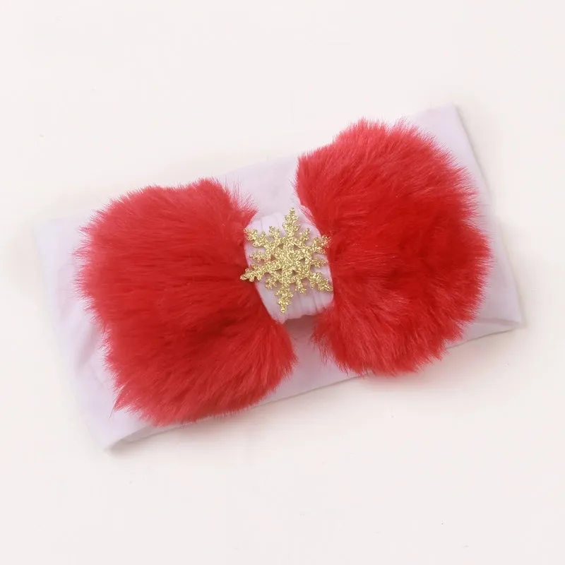 Fashion Bow Knot Snowflake Cloth Pleated Hair Band