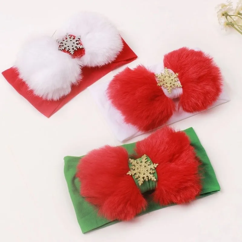 Fashion Bow Knot Snowflake Cloth Pleated Hair Band