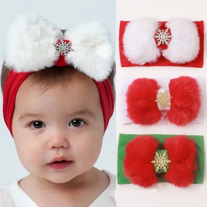 Fashion Bow Knot Snowflake Cloth Pleated Hair Band