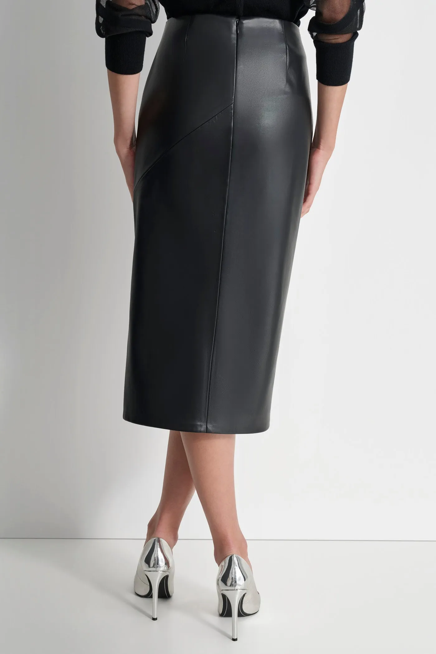 FAUX LEATHER MIDI SKIRT