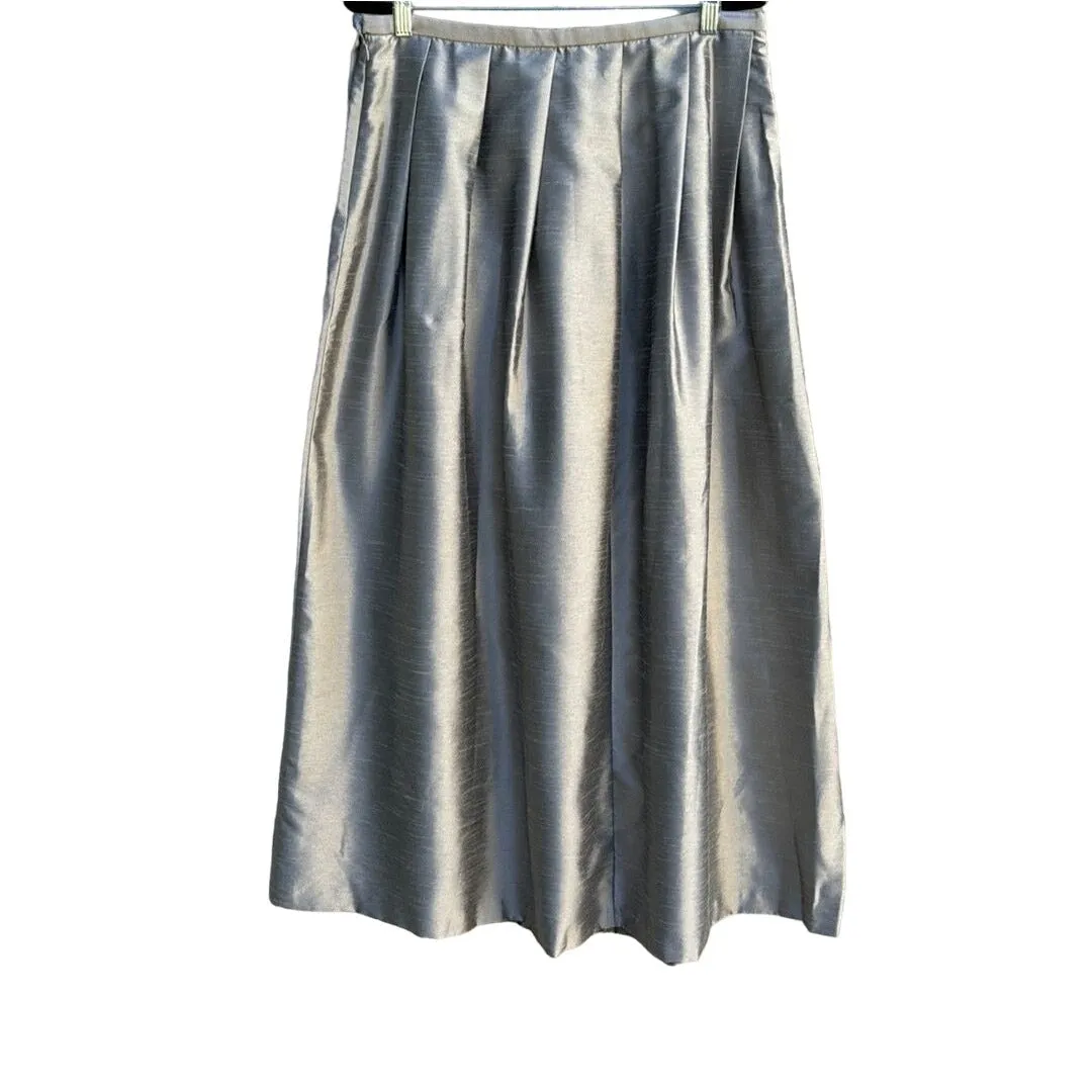 First Issue Liz Claiborne Women's Silver Formal Pleated Full Midi Skirt Size 16