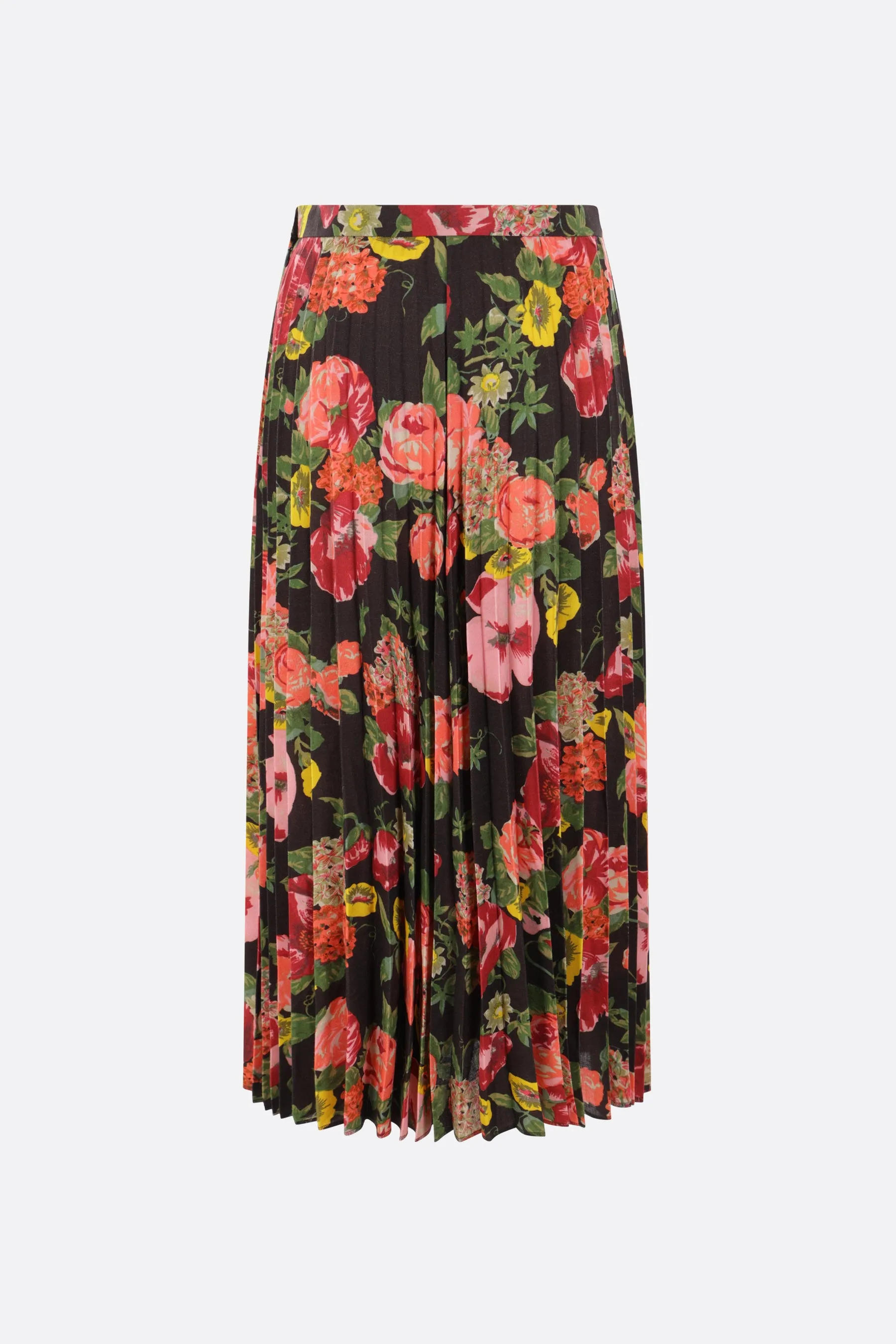 floral print wool blend pleated skirt