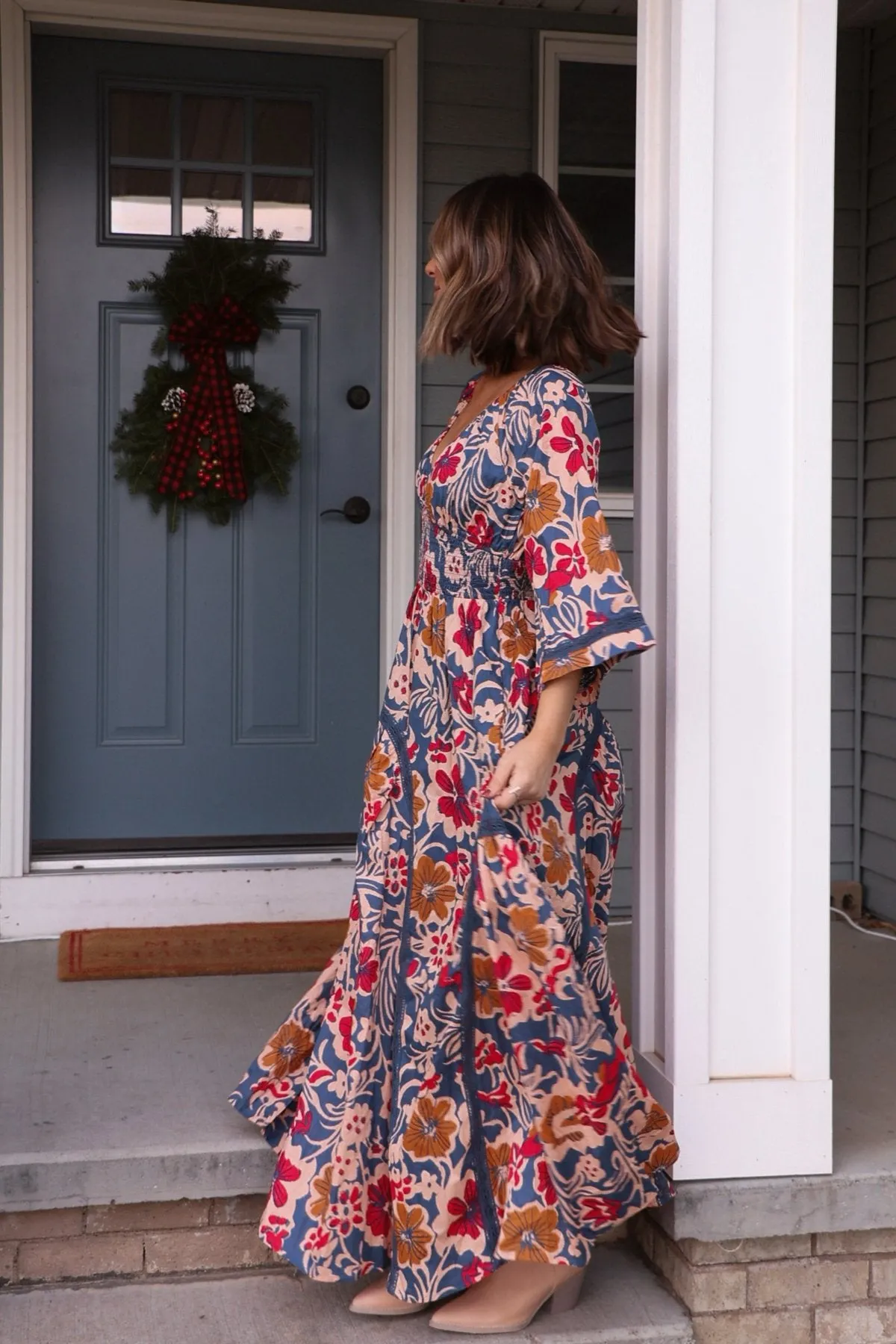 Free People Navy Multi Print Dixie Maxi Dress