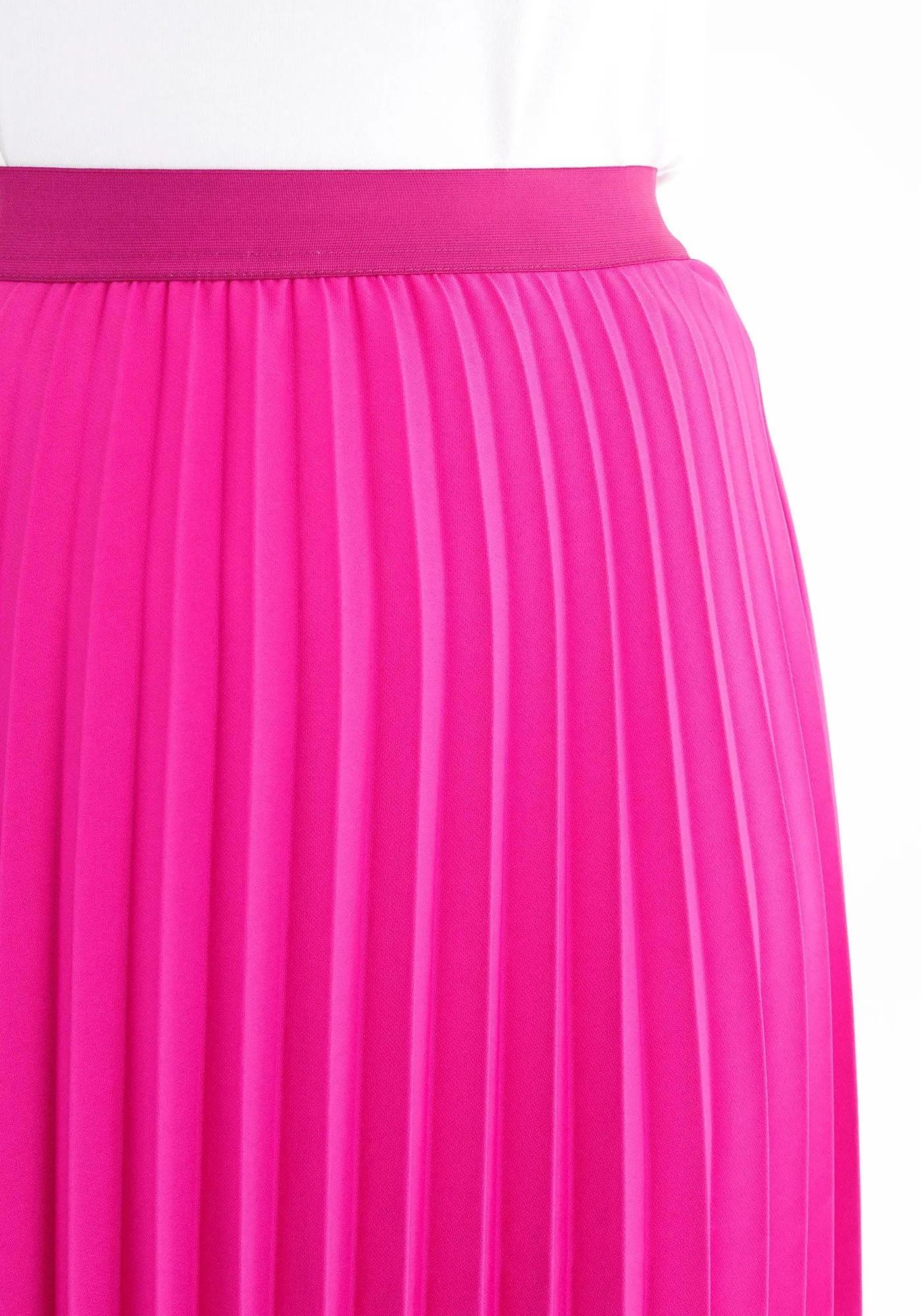 Fuchsia Oversized Accordion Plise Midi Pleated Skirt