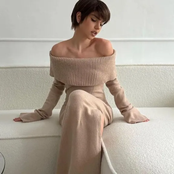 Gaelle Off The Shoulder Knit Dress