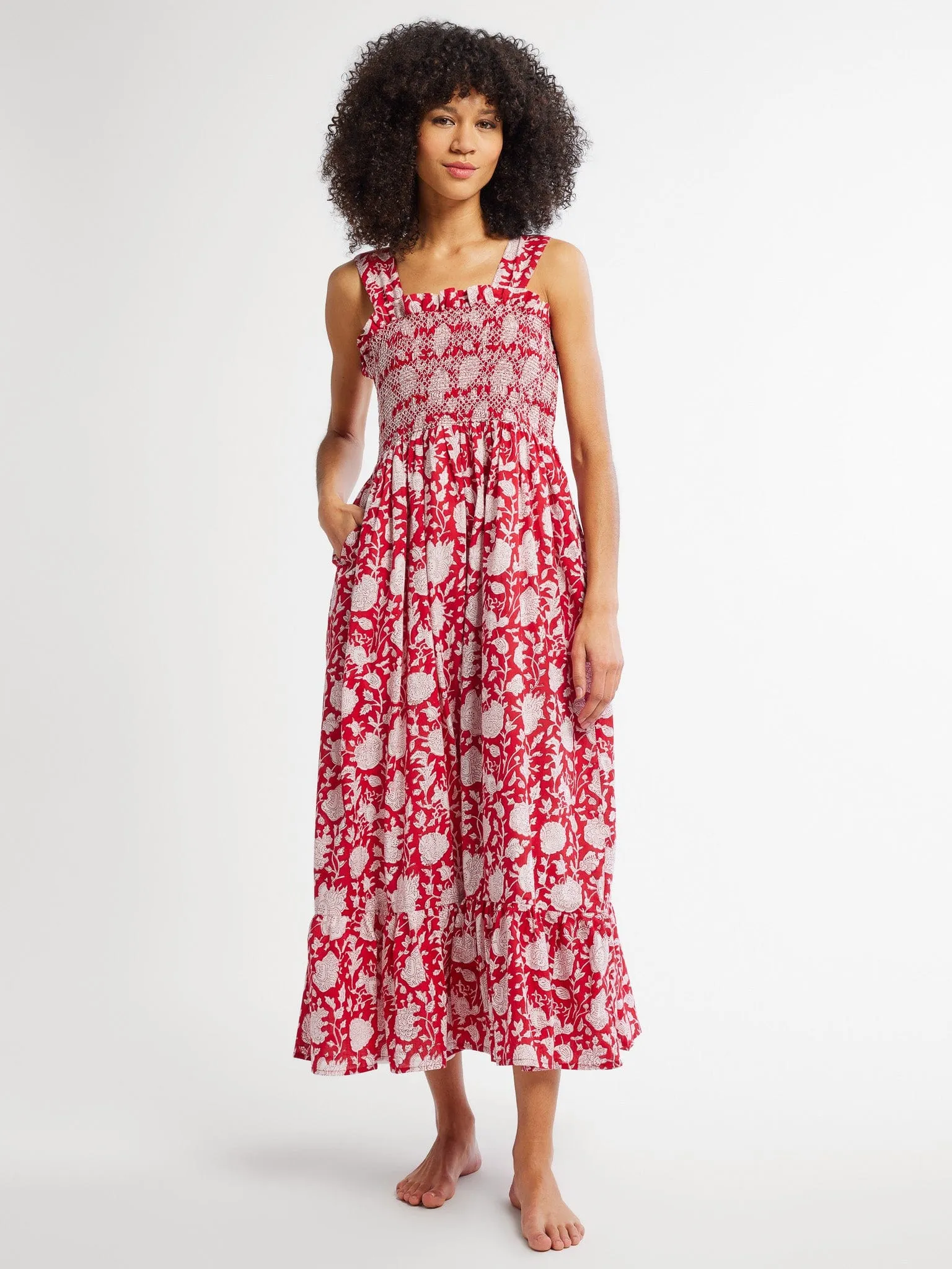 Garden Dress in Red Zinnia