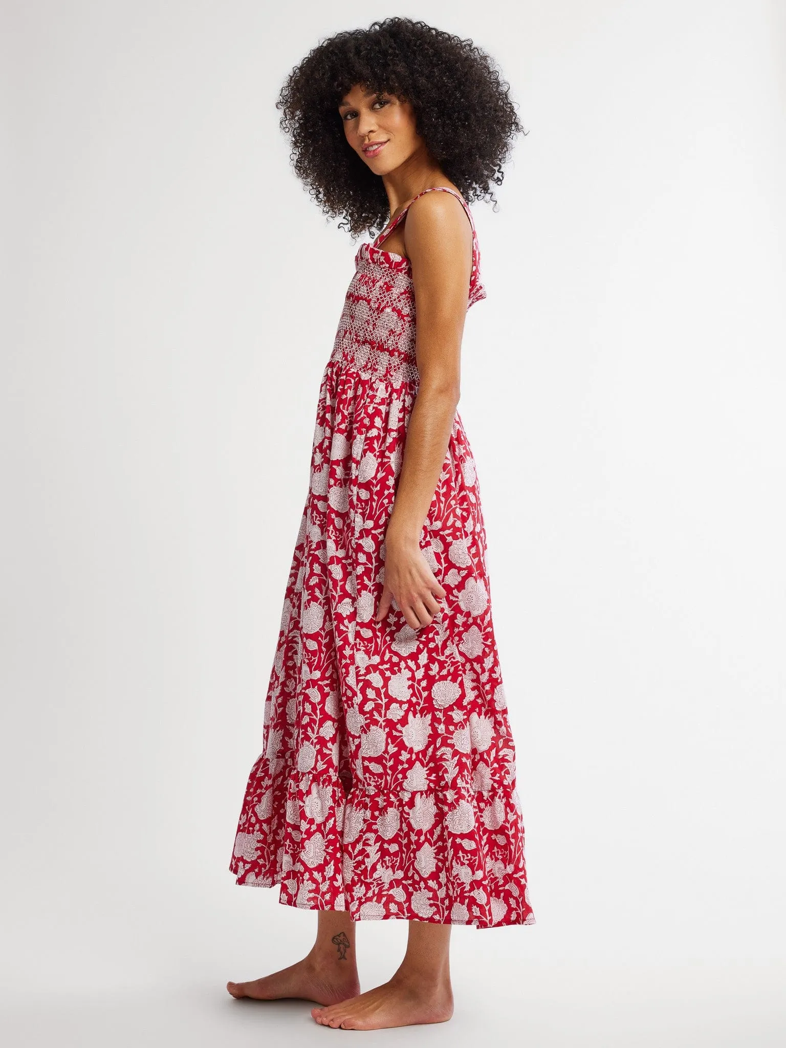 Garden Dress in Red Zinnia