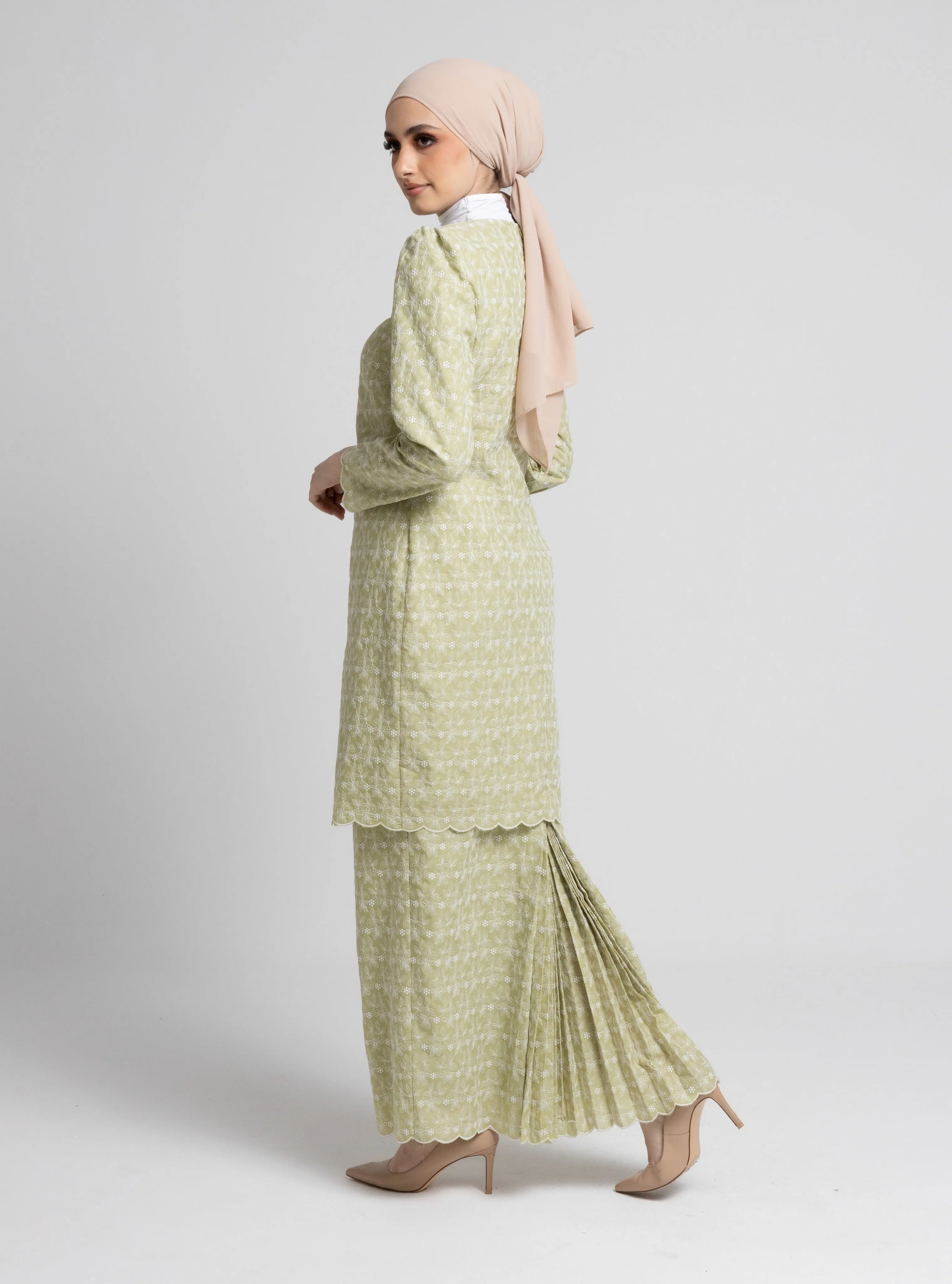 Gena Mini Kurung - Olive Green