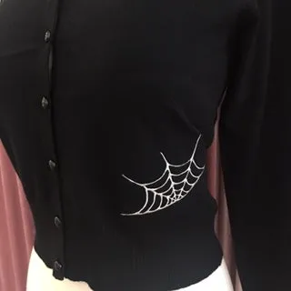 Ghoul Gal Spiderweb Cardigan in Black