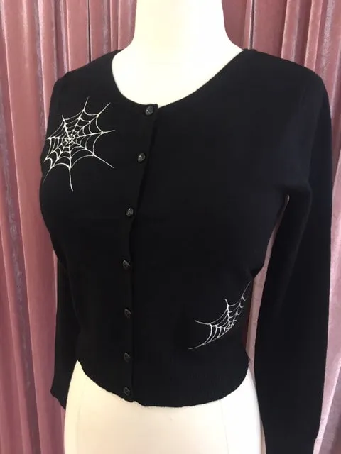 Ghoul Gal Spiderweb Cardigan in Black