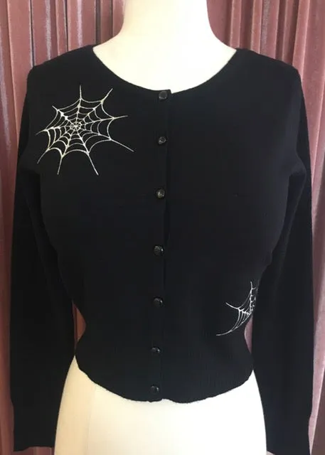 Ghoul Gal Spiderweb Cardigan in Black