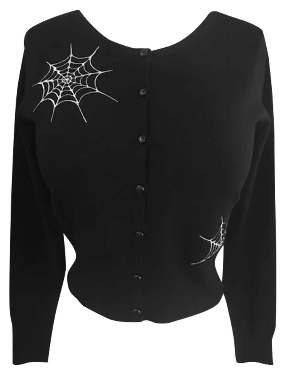 Ghoul Gal Spiderweb Cardigan in Black