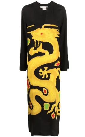 Graphic Print Silk Maxi Dress