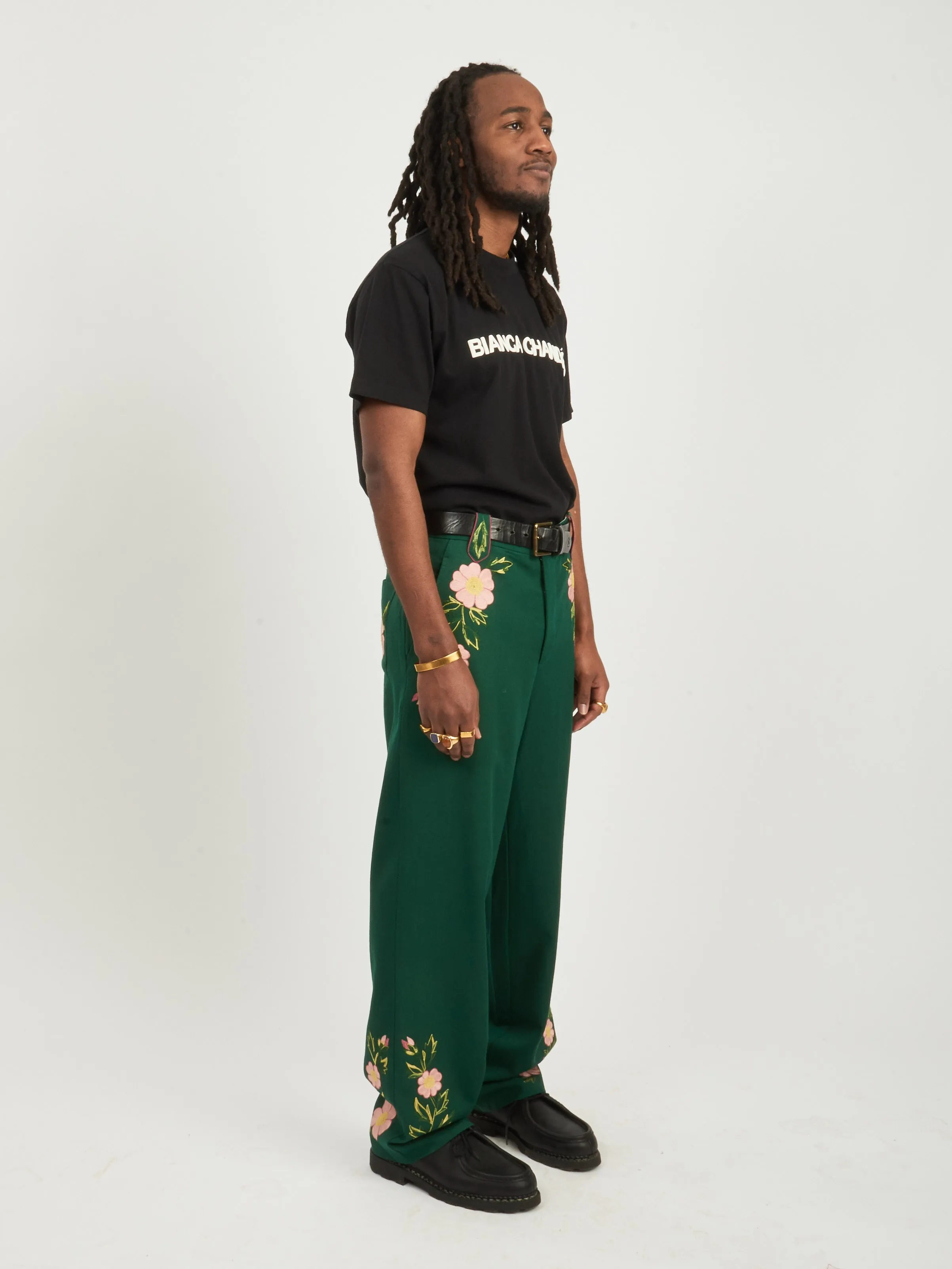 Green/Multi Prarie Rose Trouser