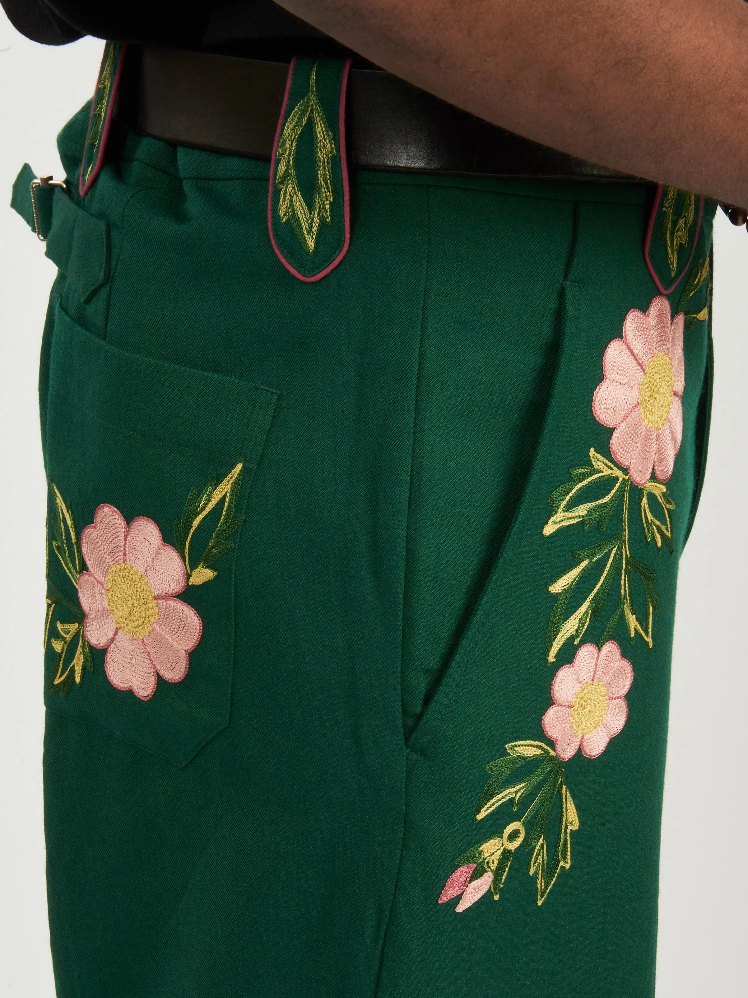 Green/Multi Prarie Rose Trouser