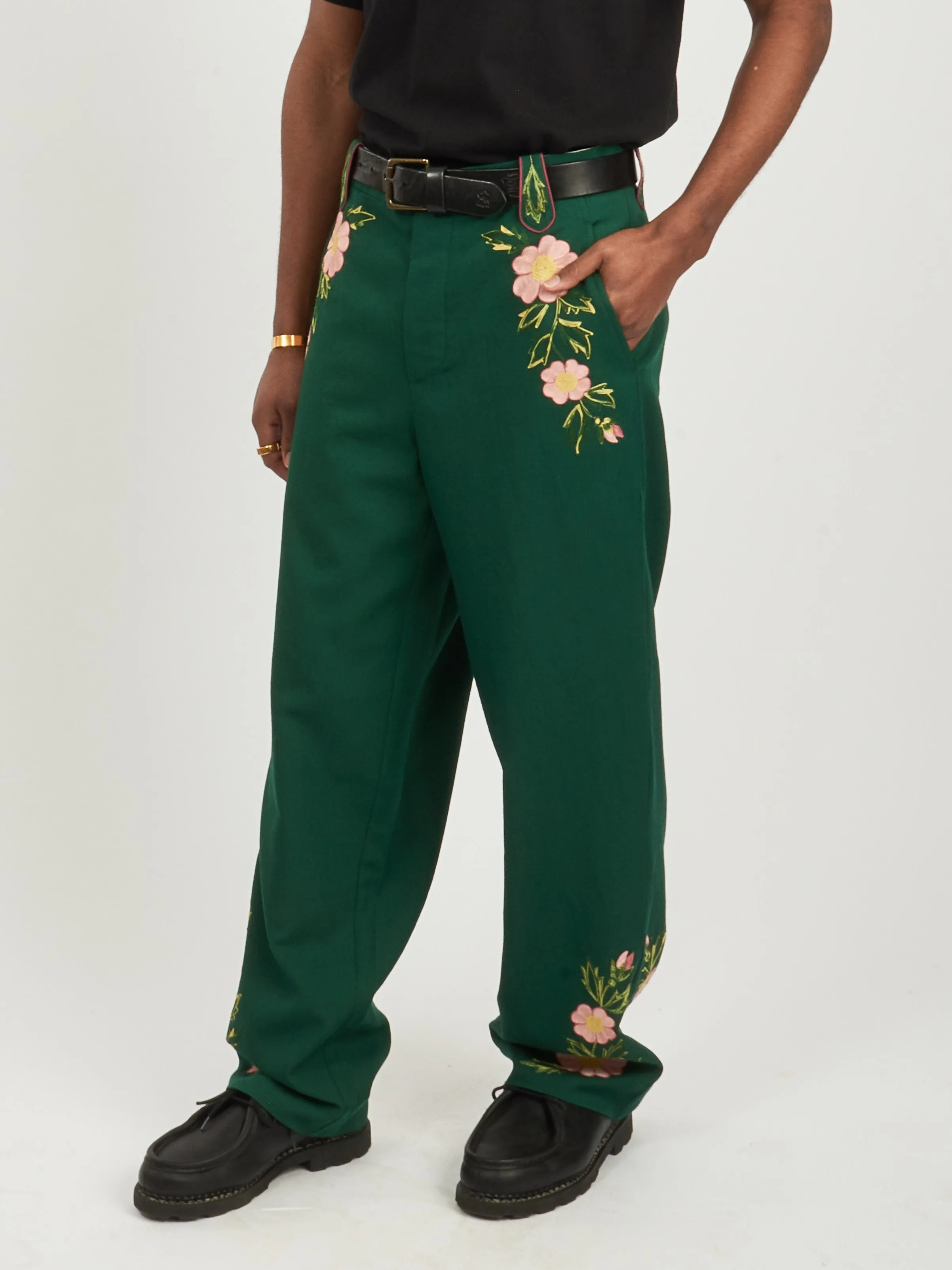 Green/Multi Prarie Rose Trouser