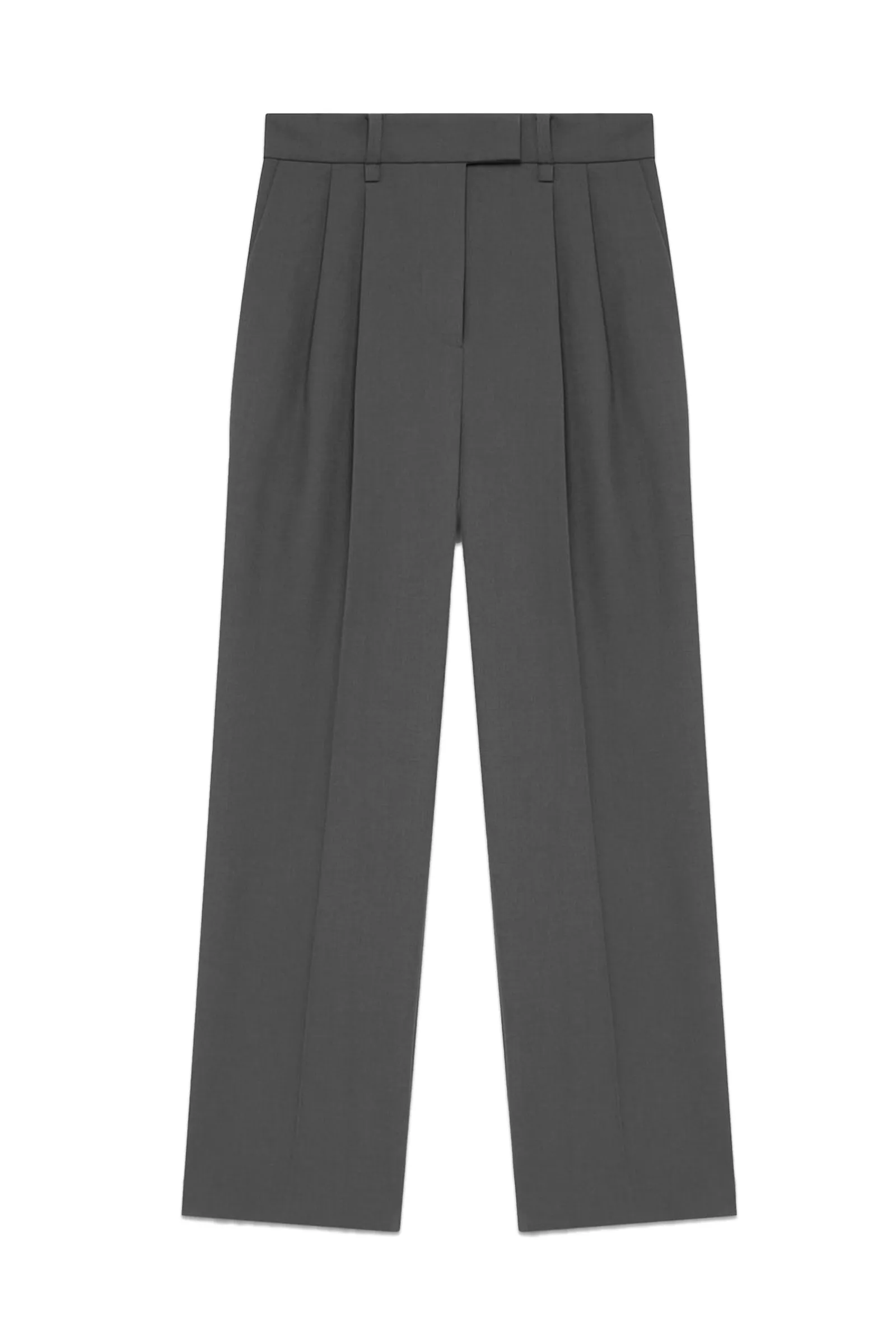 Grey Pleated Tailored Trousers